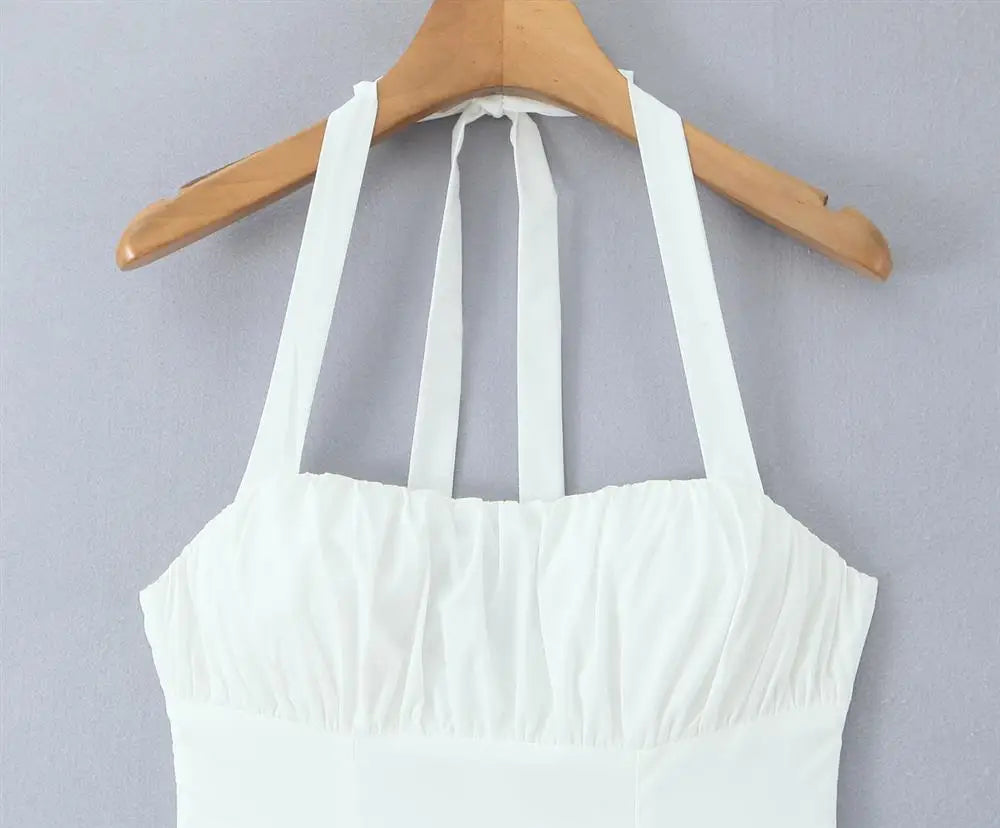 Princ Sle Long Dr LinJ High Waist Fibone Split Ne Hanging Strap European Sle Casual Wear for Middle-Aged Women - Shellss