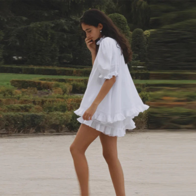 White puff sleeve set