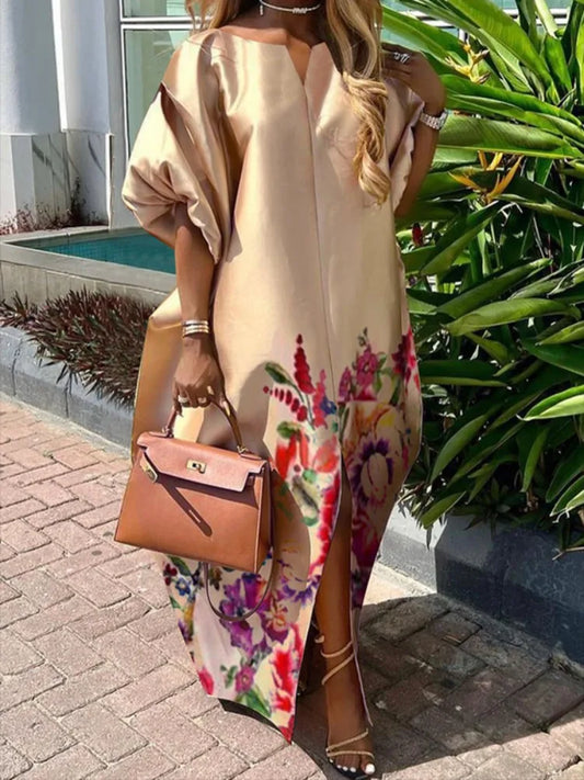 Golden Ramadan Floral Printed Kaftan