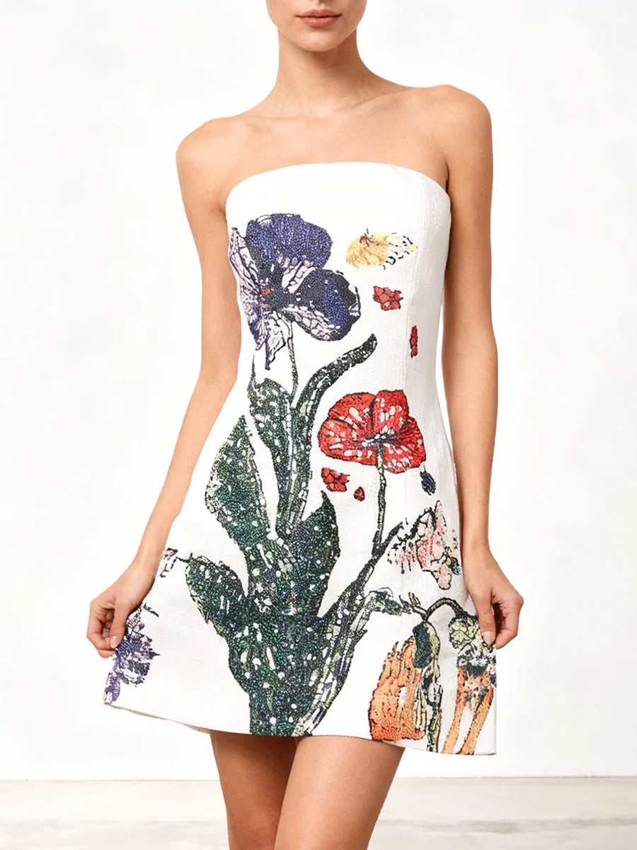 White corset mini floral
