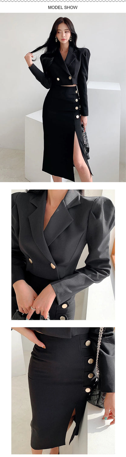 Spring Elegant Black 2 Pieces Outfits