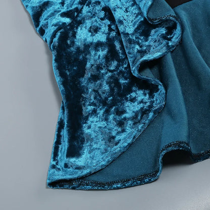 Velvet Long Dress Asymmetrical Slit