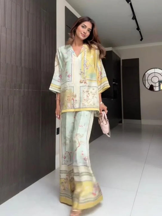 Pants Set Bohemian V-neck