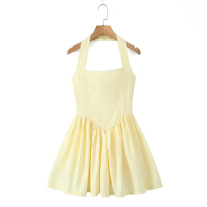 Puffy halter A-Line dress