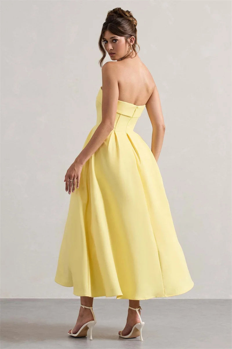 Strapless Midi Dress A-Line - Shellss