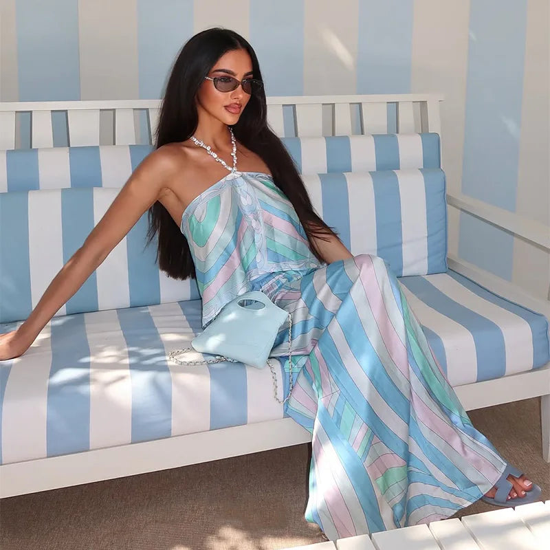 Pucci Light Blue iced blue HAlter neck