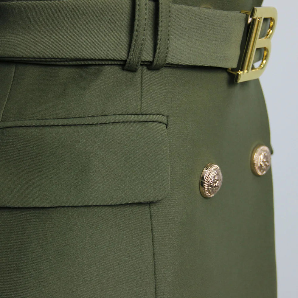 Army Green Blazer Fall Winter Women Quality Chic Dresses