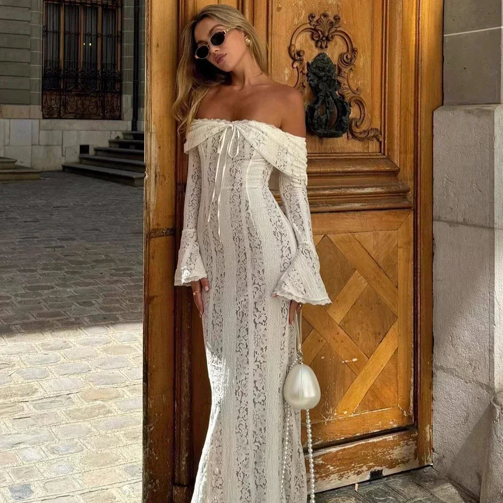 White Off Shoulder Lace Bodycon