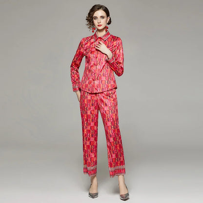 CH Versatile Letter Printed Two Piece Set of Shirt and Pants Set