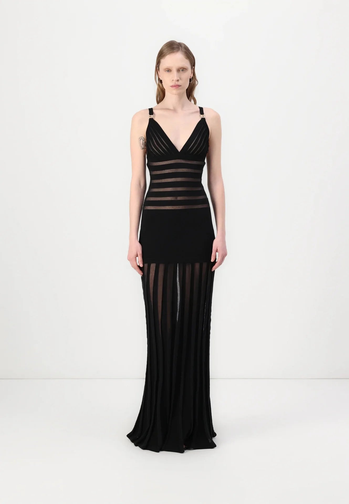 Semi Sheer Black Dress- Party Premium collection