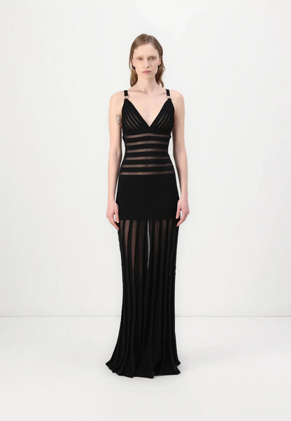 Semi Sheer Black Dress- Party Premium collection