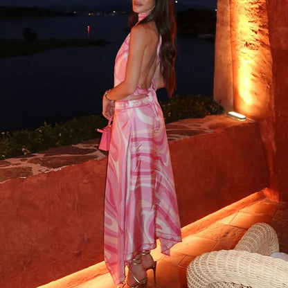 Satin Print Irregular Two Piece Sets