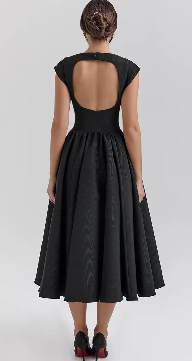 French Style Backless Pleated Summer dress