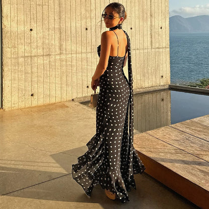 Polka Dot Dress with Scarf Ribbon