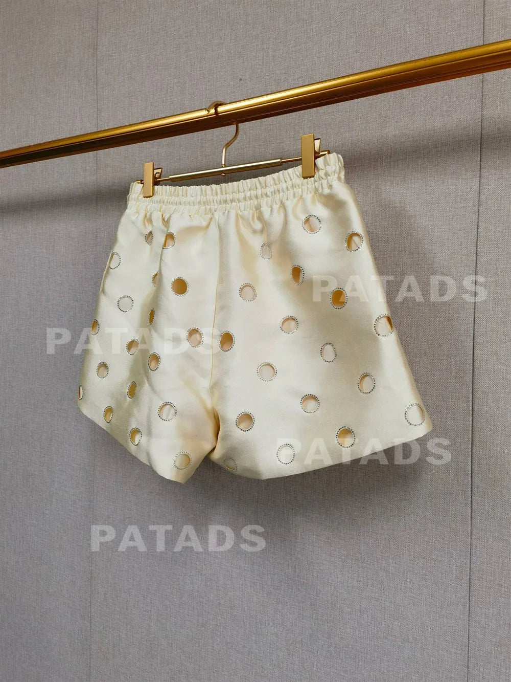 MaSande Early Autumn New Women's Fashionable Hollow out High Waist Drawstring Shorts Ring Detail Casual Pants Straight Leg - Shellss