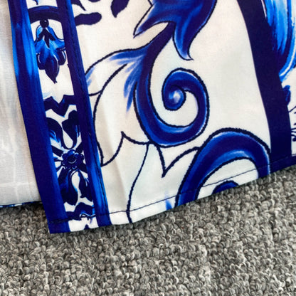 Spring Retro Blue White Red Dolce Dress