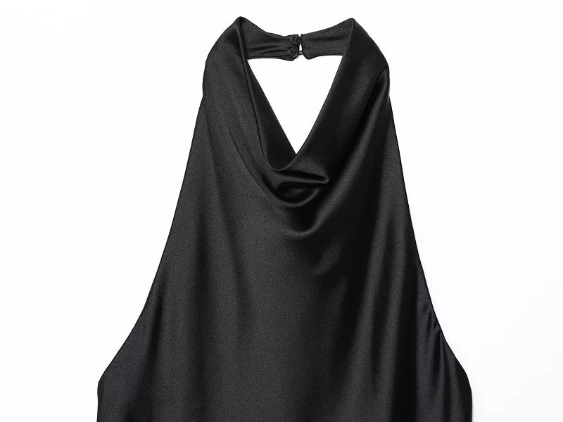SS25 Halter Satin backless Tops