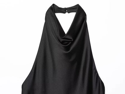 SS25 Halter Satin backless Tops