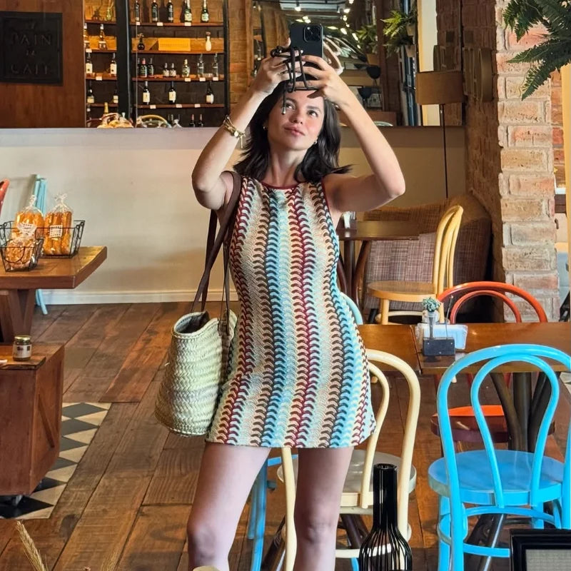 1 Knitted zig zag Mini Dress