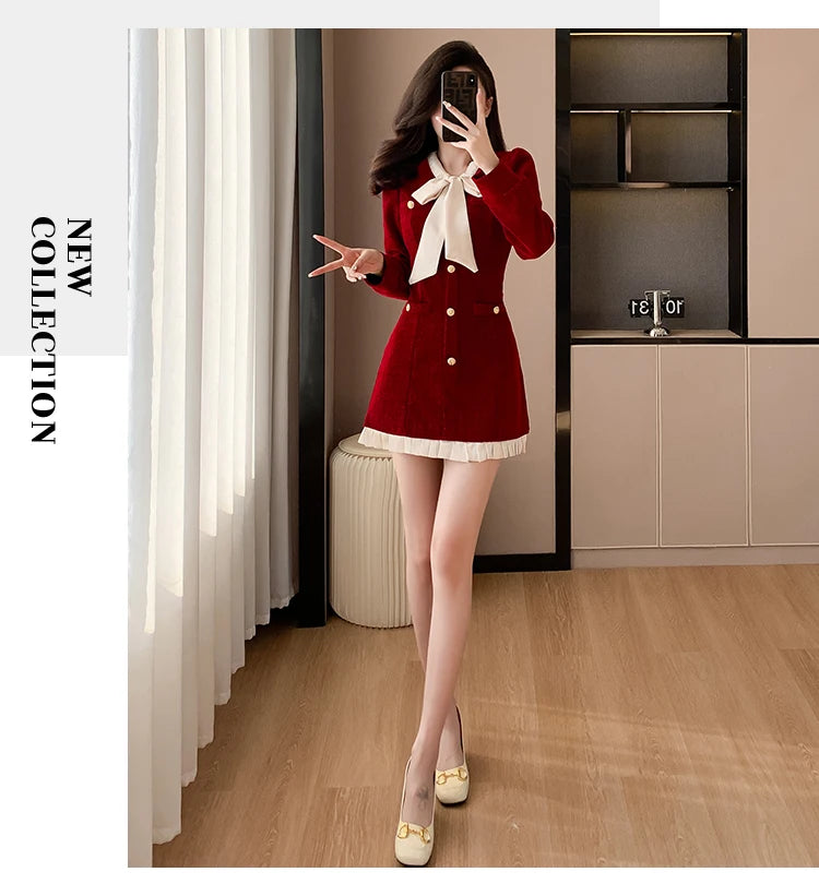 Luxury Burgandy red Velvet Dress