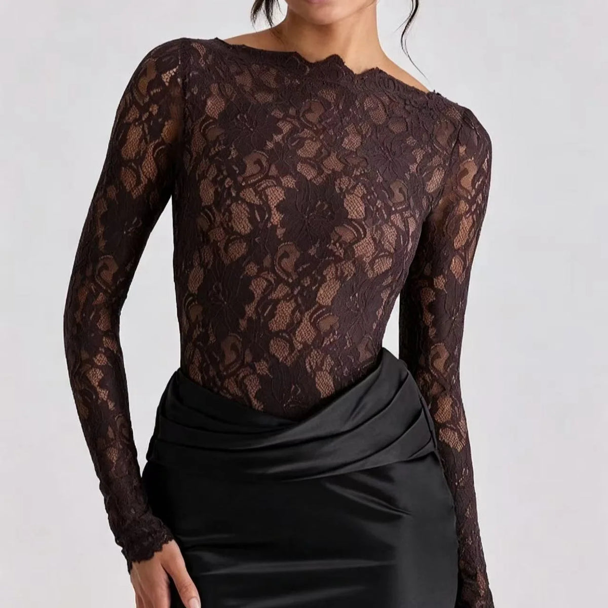 Sexy Women Lace Patchwork Long Sleeve Maxi Dress Elegant Satin Bodycon Evening Party Prom Dress Formal Wedding