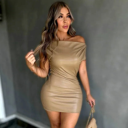 Offshoulder faux leather