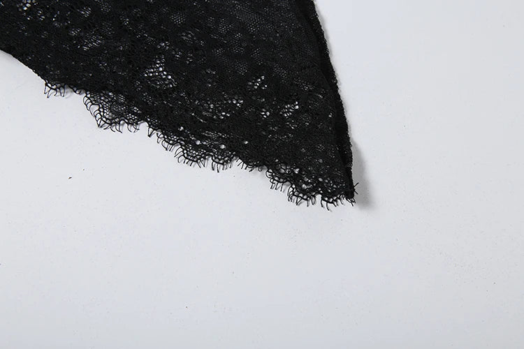 Kliou Lace Patchwork Dress+Turtleneck Shawl