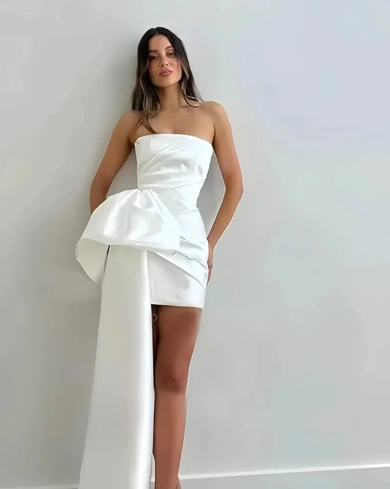 Satin party Dresses Short A Line