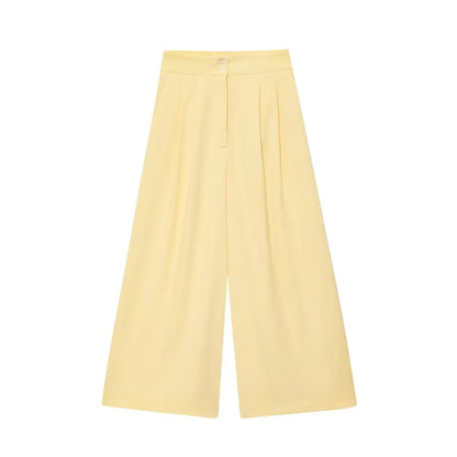 Butter yellow Wide-leg Pants Set