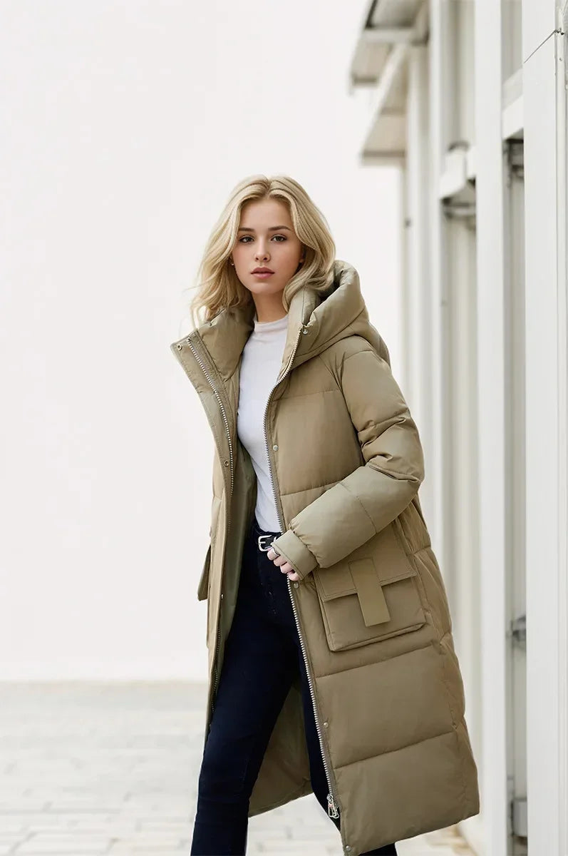 Jacket Parka Maxi Long Women Coat Casual Loose Overcoat F