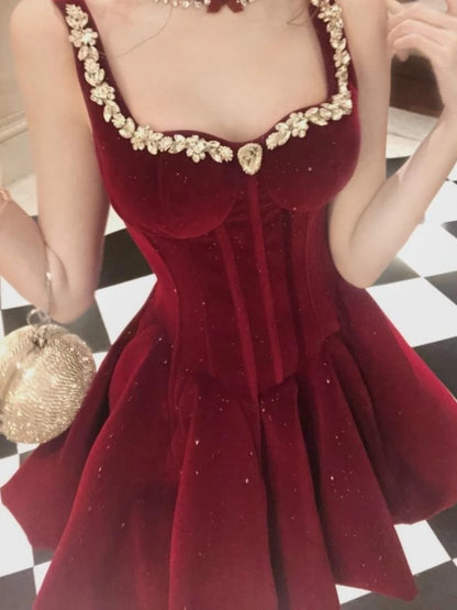 Red Diamond-encrusted Velvet Halter