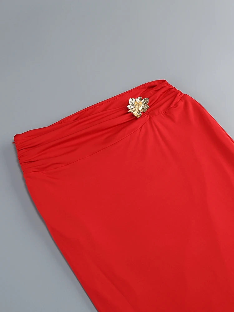 Metal Flower Skirt Two Piece Set