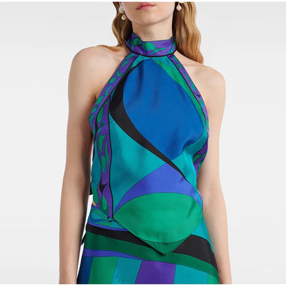 Printed Halter Top Skirt Set- Pucci Vibes