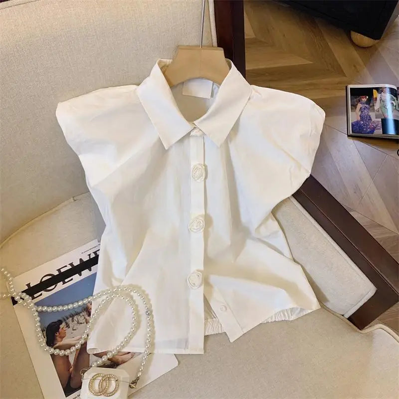 Batwing Button Summer Sweet Korean Fashion