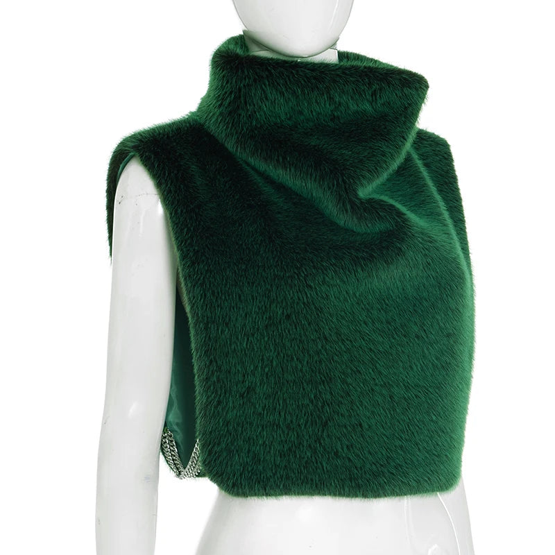 Turtleneck Furry GreenTank Top