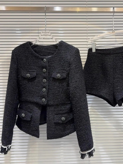 Elegant tweed Jacket & shorts Two Piece