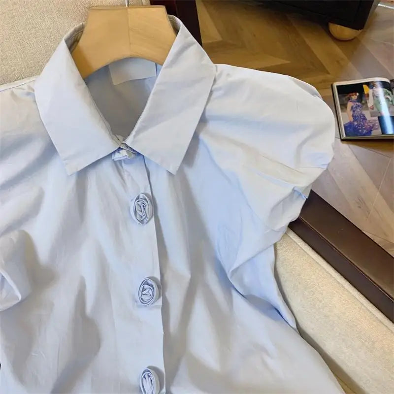 Batwing Button Summer Sweet Korean Fashion