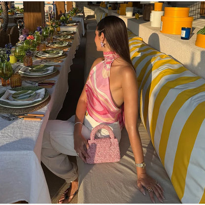 Backless Off Shoulder Vest Set