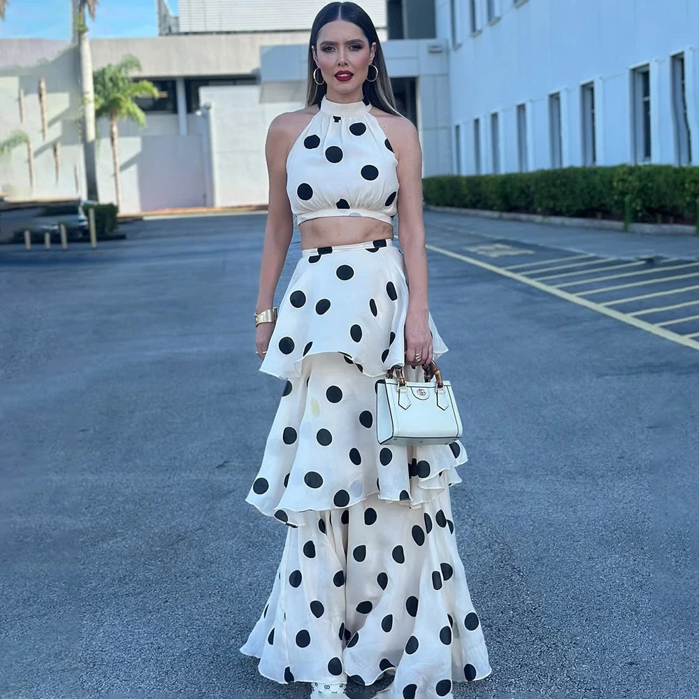 Emily In Paris Inspired Skirt Top Polka Dots