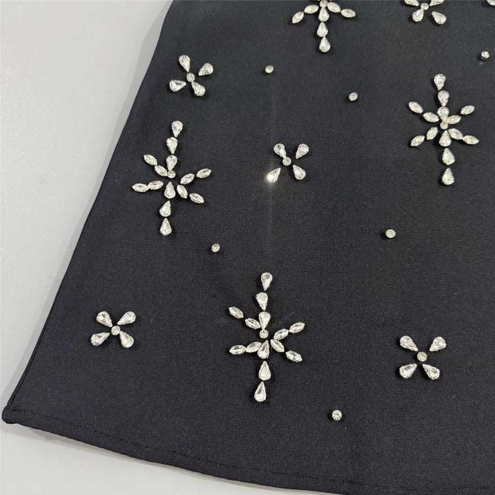 New women's luxurious diamond studded bandage dress sexy socialite banquet party evening dress short skirt medium long skirt