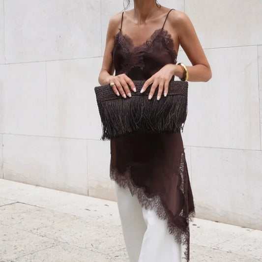 Lace Trim Asymmetrical Top Zara Vibes