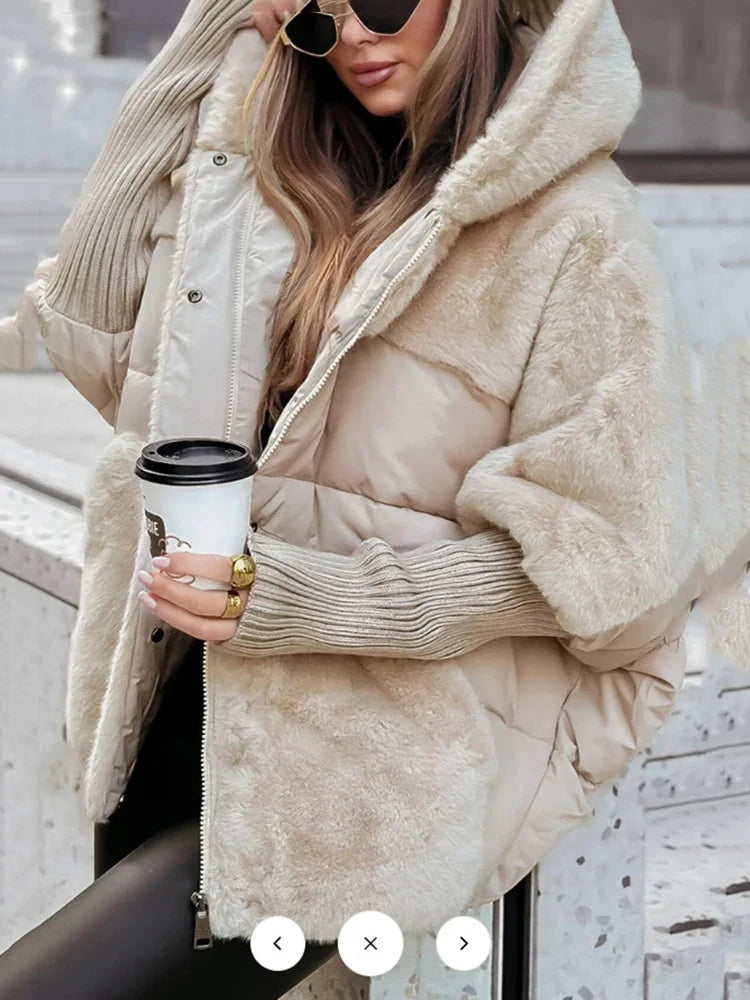 Winter Comfort Chic Hooded Jacket Loose Zipper Coat