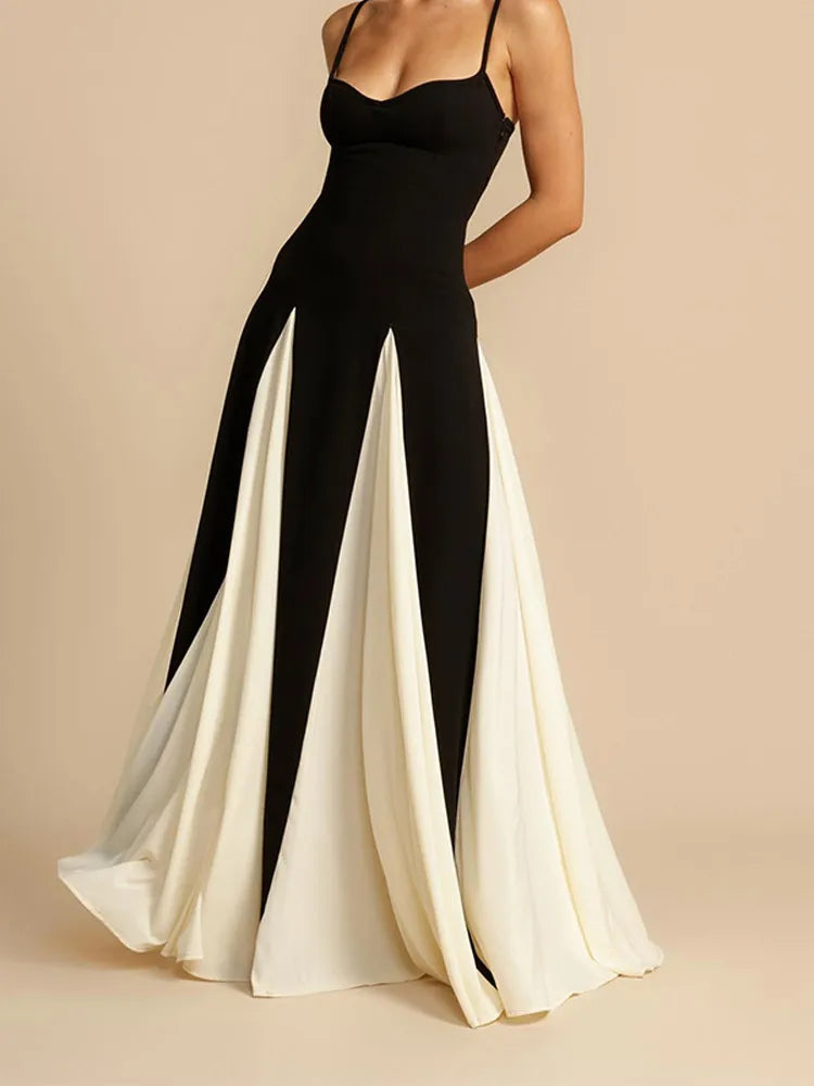 2025 Contrast Black& White Long dress