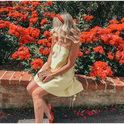 3d Flower Backless Beach Tassel Mini