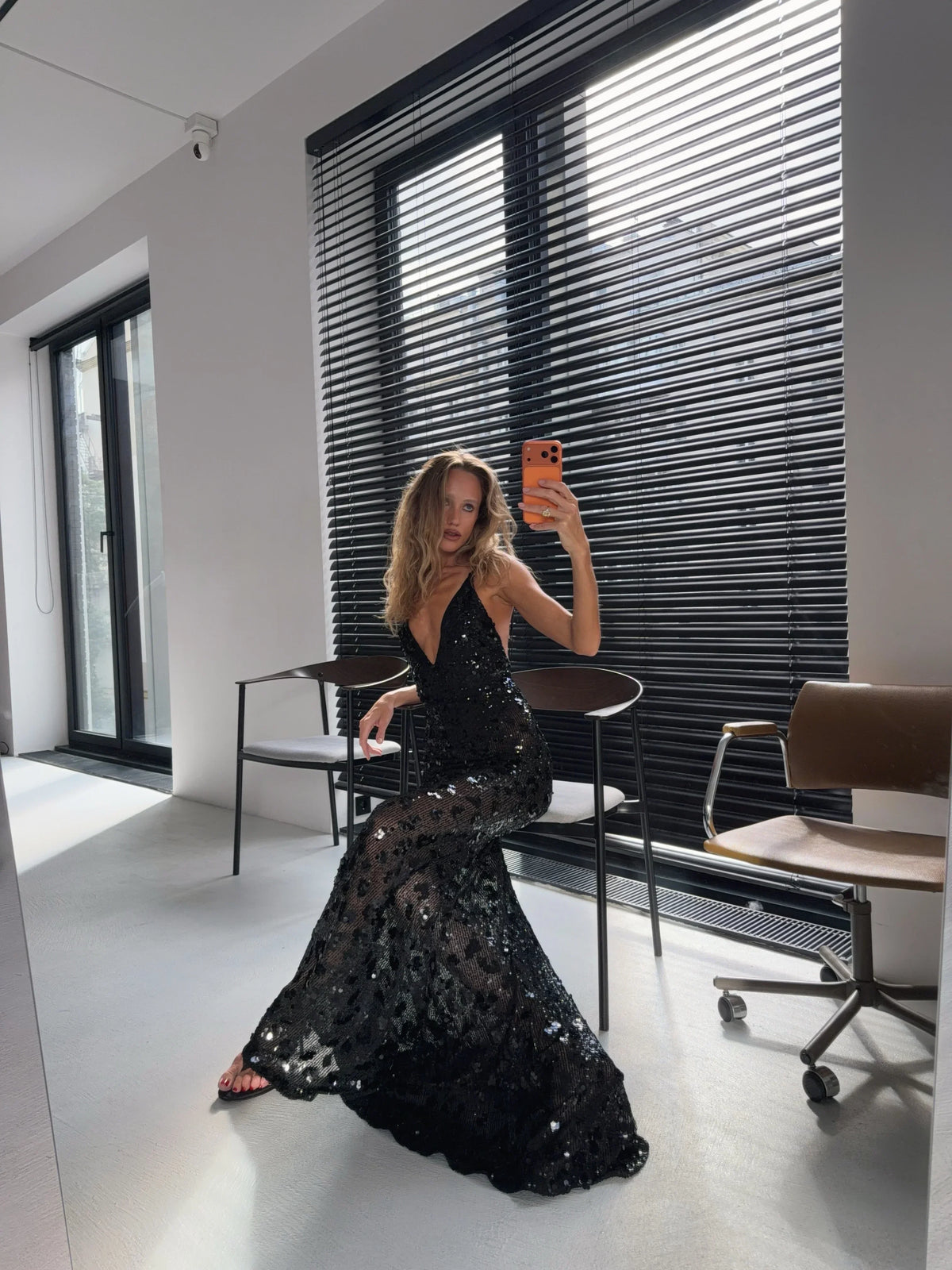 Black Floral Sequin Maxi Dress Sexy Spaghetti Strap Deep V Fishtail Outfit 2026 Summer Luxury Gala Formal Wedding Party Gowns