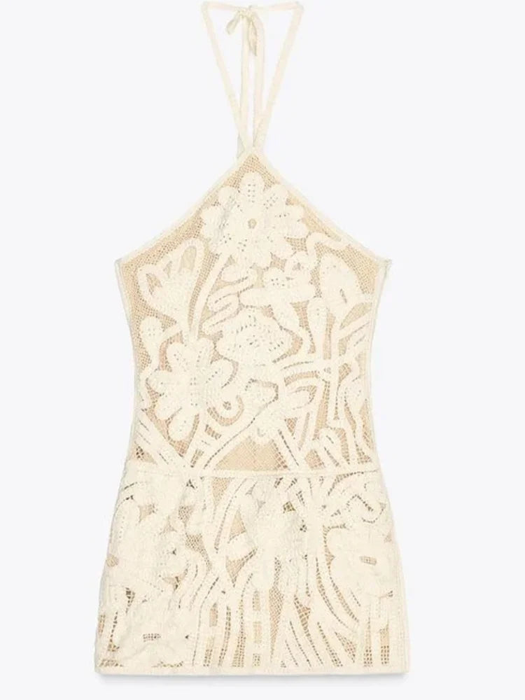 Sexy Sling Dress Women Chic Backless Lace Up Off Shoulder Skinny Hollow Out Dresses - Shellss