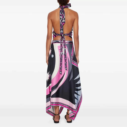 Satin Asymmetrical Skirt Set