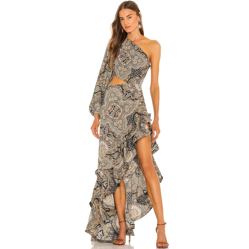 One-Shoulder cut out Sculpted Siren Dress