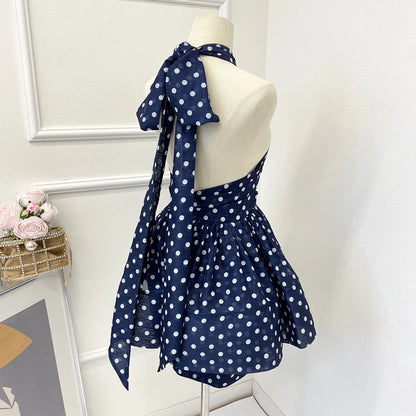 Vintage polka dots navy Dress