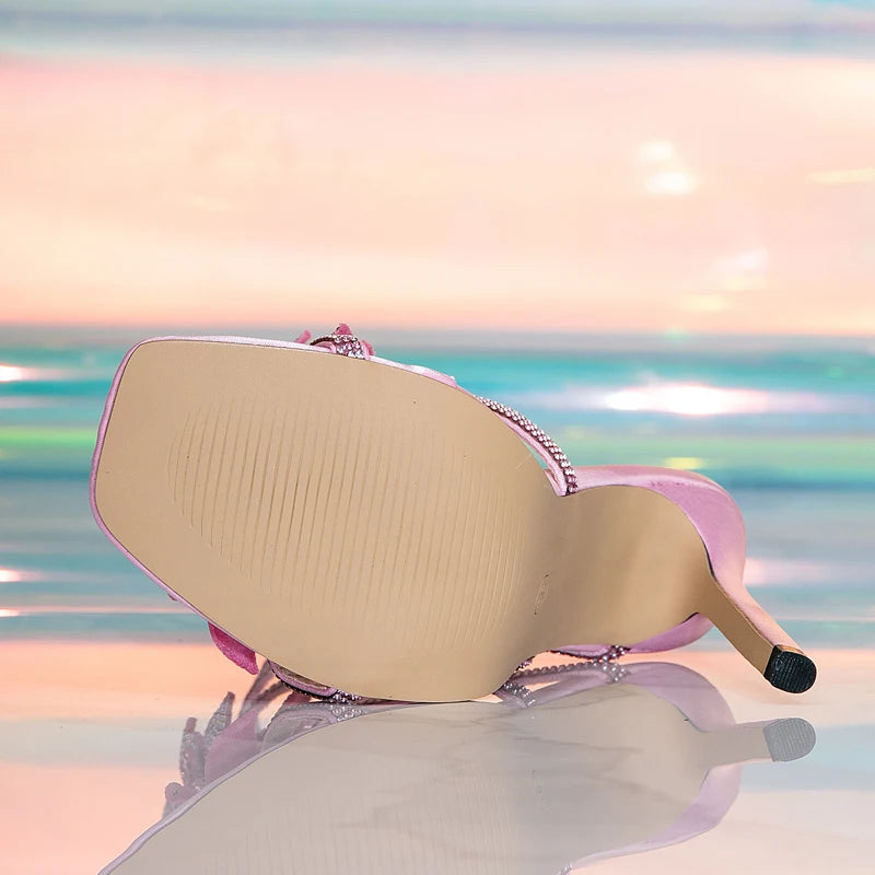 Crystal Flower Ankle Strap Women